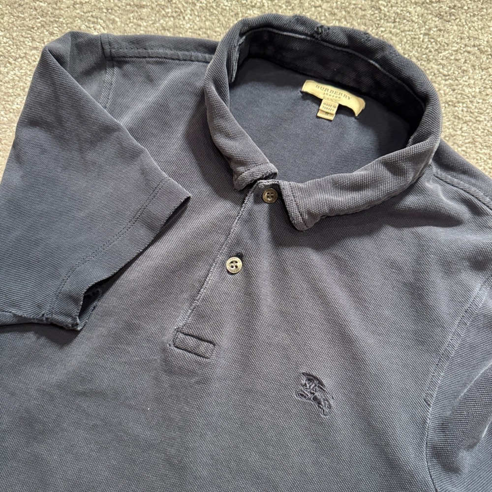 Burberry Brit Polo Shirt Women S Blue Cotton Distressed Designer Preppy Pique
